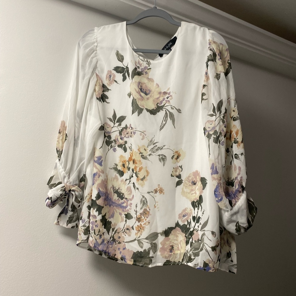 Salo La Fille - White Floral Blouse - Size XL